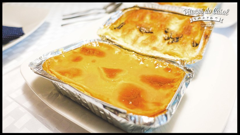 Empadão de camarão e caneloni de ricota e funghi